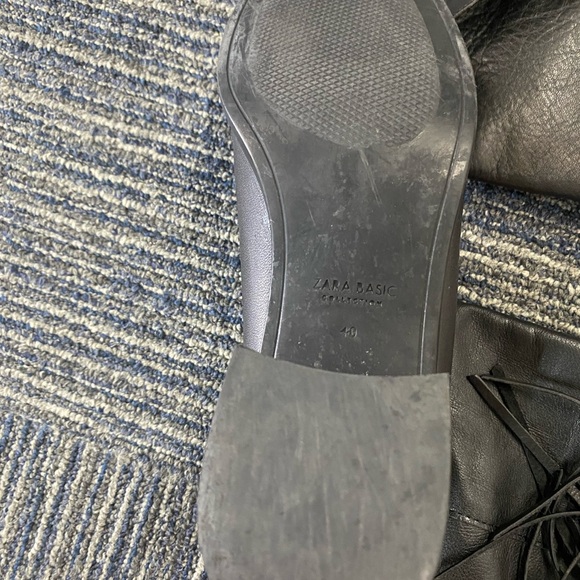 Zara Boots Fringe Leather Boots Tall Size 40 - Picture 2 of 3